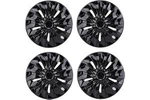 YDuupxe 4 Pcs 15 Inch Wheel Covers Hubcaps Wheel Rim Covers Universal ABS Material for Most Cars Truck SUV (Black)
