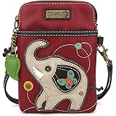 CHALA Wilderness Animal Collection Cell Phone Crossbody Purse-Women PU Leather/Canvas Multicolor Handbag w/Adjustable Strap