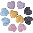 rockcloud Colorful Lava Rock Stone Heart Shape Pocket Stones Dyed Lava Rocks Aromatherapy Essential Oil Diffuser Set, 0.9 Inch, 10 Pcs