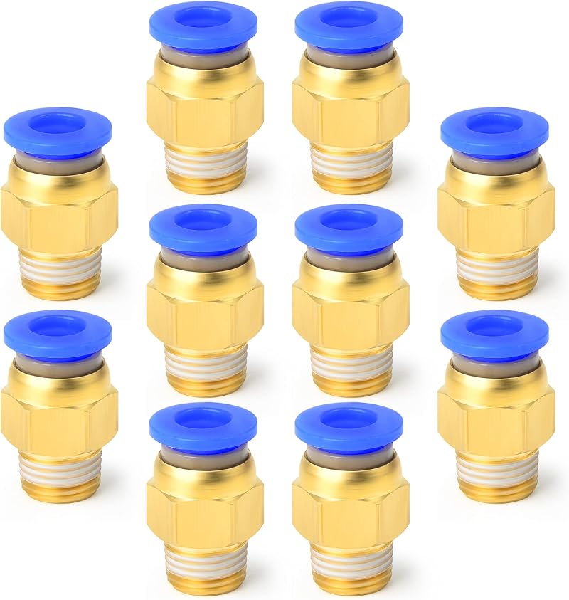ERGAOBOY PC8-01 8mm Tube OD x 1/8 BSP Male Push Fittings 10 Pcs