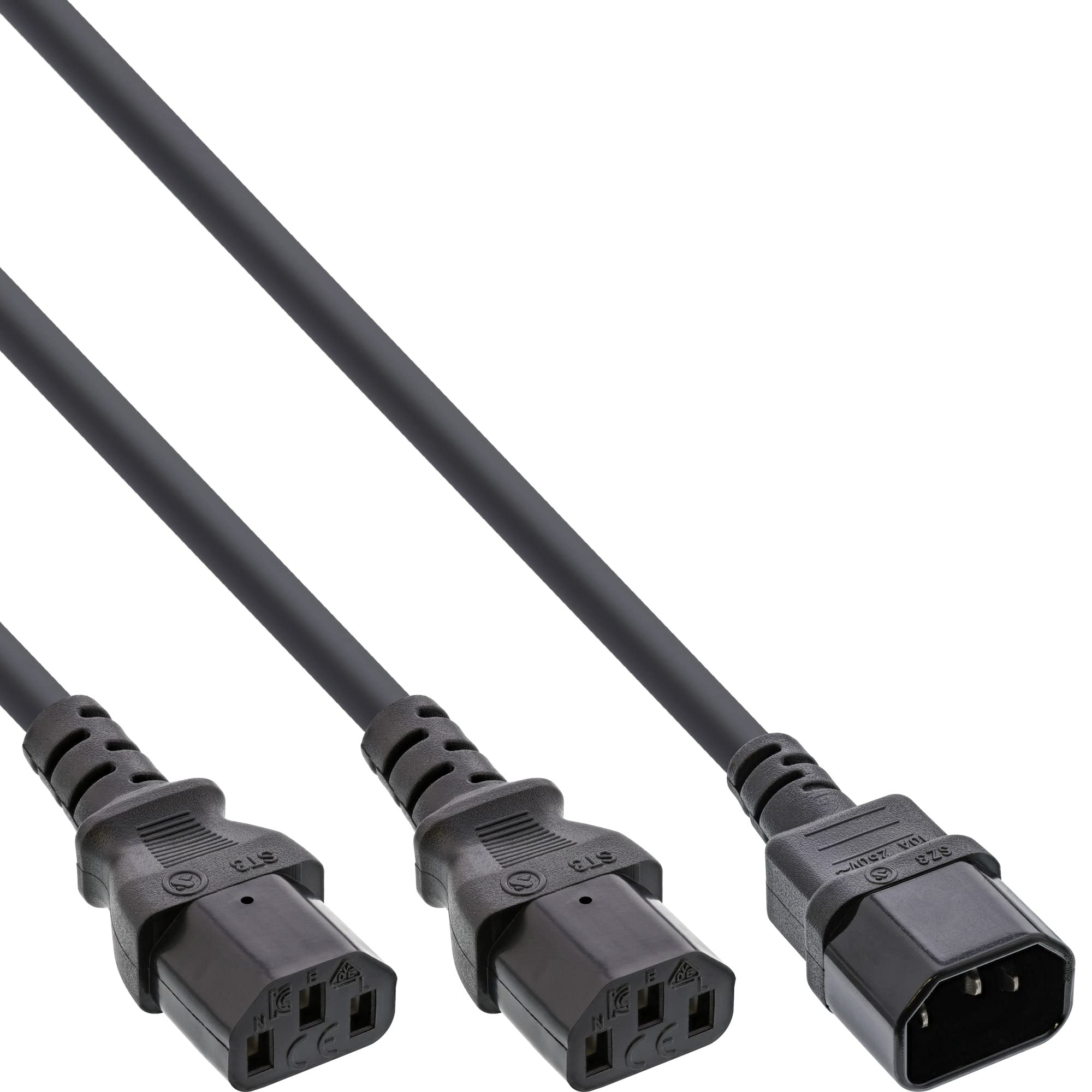 InLine 16633 Mains Y Cable, IEC Devices, 1x IEC-C14 to 2x IEC-C13, 1.8 m
