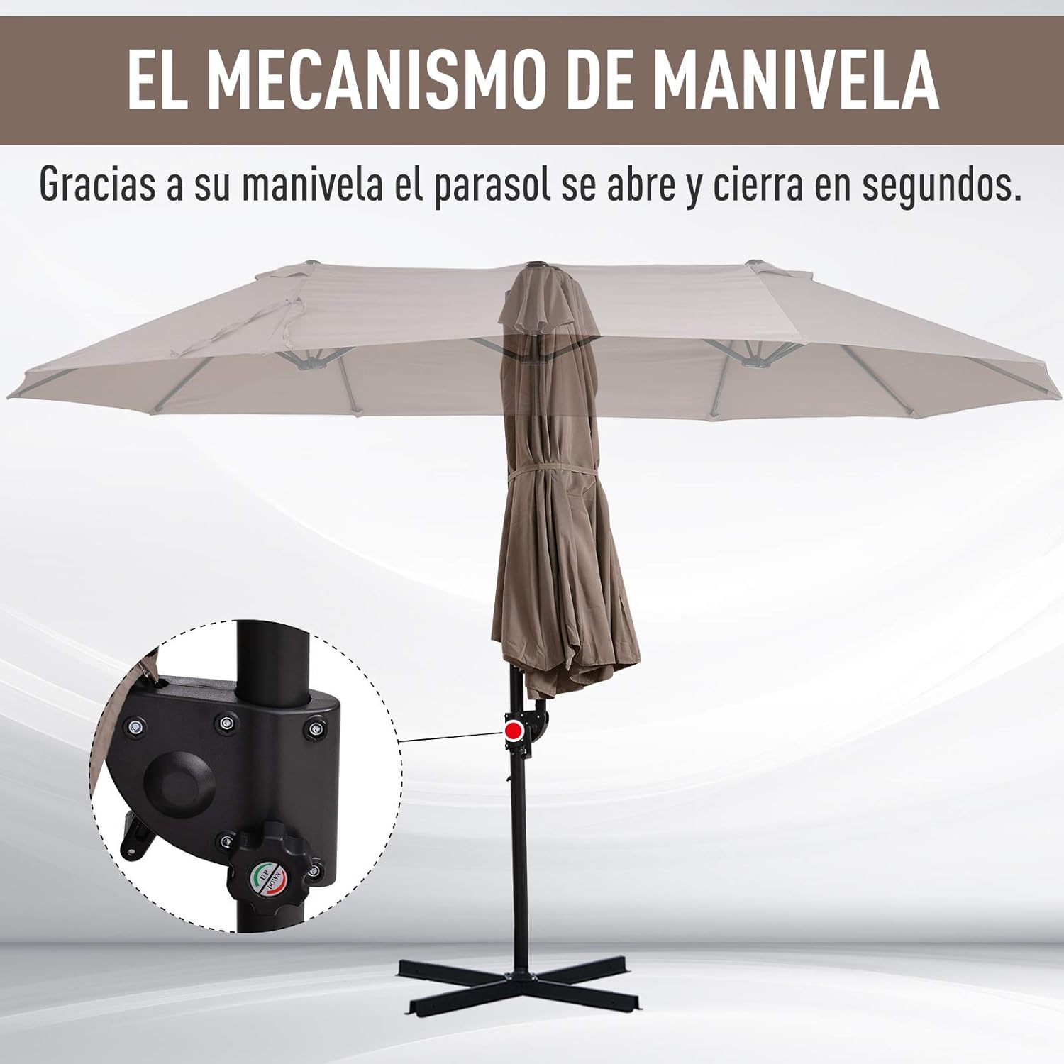 Sombrilla Doble Parasol Grande Inclinable para Jardín PatioTerraza