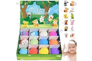 12Pcs/Set Bath Bombs with Toys Inside 2 Inch Bath Bombs with Cute Animal Toys, Child-Safe Fizzy Colorful Bubble Bathroom Supp