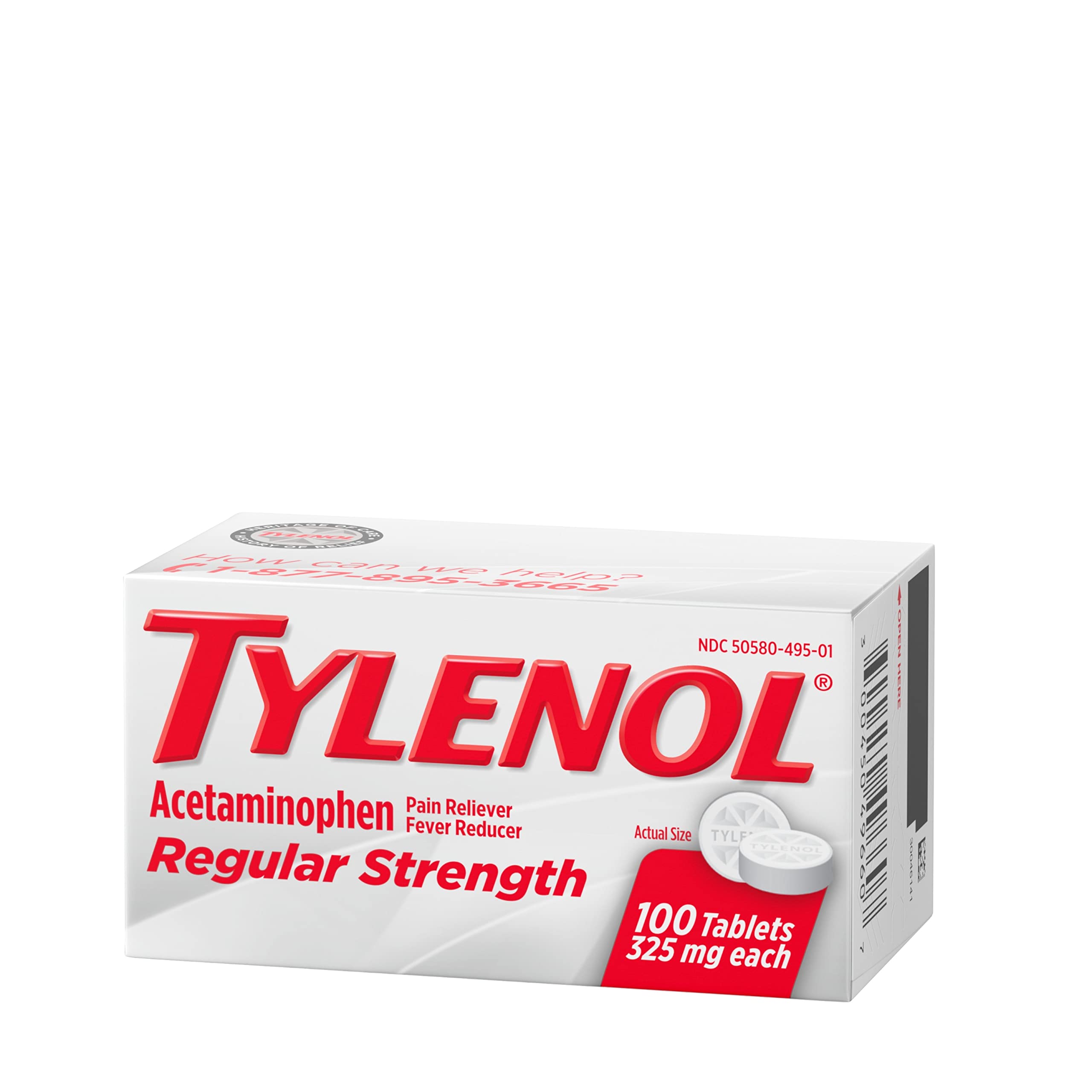 Tylenol Regular Strength Tablets with 325 mg of Acetaminophen, Fever Reducer & Pain Reliever for Headache, Backache, Muscle Aches, Joint Pain & Menstrual Cramps, 100 ct