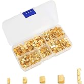 Zovfam 500 PCS Open Barrel Butt Connectors, U-Shape Copper Crimp Terminal | 5-Type Non-Insulated Wire Splice Connectors for Electrical, Automotive and DIY Repair