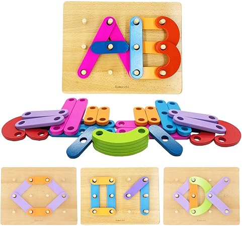 Amazon Komorebi 文字ナンバー形状 パターン 組み立ておもちゃ 色認識 子供用 アルファベット ブロック 積み重ね 仕分け 幼稚園 教育玩具 セット 女の子と男の子用 2歳 5歳 はめこみ 形合わせ おもちゃ