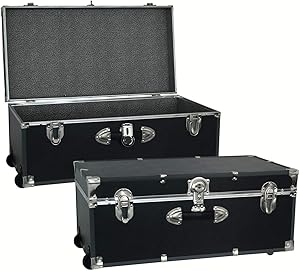 Seward Trunk 30-inch Footlocker Trunk with Wheels Black