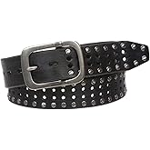 1 1/2" (38 mm) Snap on Vintage Cowhide Metal Circle Studded Leather Belt