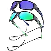 GLARDEFE Kids Youth Baseball Sunglasses – Unbreakable Flexible Polarized Sports Sunglasses with Strap for Boys Girls Age 4-12