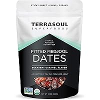 Terrasoul Superfoods Organic Pitted Medjool Dates, 1.5 Lbs - Pits Removed | Soft Chewy Texture | Sweet Caramel Taste