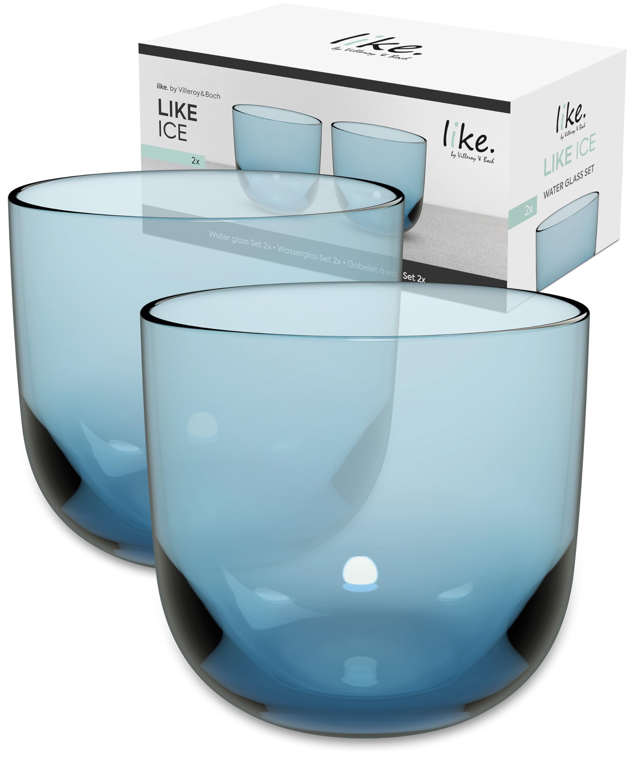 like. by Villeroy & Boch – Like Ice Water Glass Set 2 pces, Coloured Glass ice Blue, Capacity 280 ml
