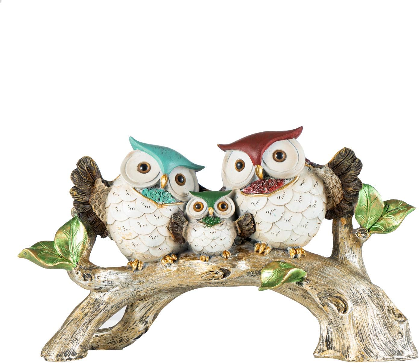 YINASI Family Owl Decorative Statue, Enchanted Forest Owl Duo Perched on a Branch Table Top Statues and Figurines Desk Decoration for Office Home Decor