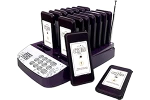 SAVVYMATE Restaurant Pager System,16 Wireless Buzzers,1640FT Long Range Food Buzzers for Food Truck, Vibrating Restaurant Pagers with Vibration, Flashing, Beeping,Buzzer System for Fast Food, Church,Cafe