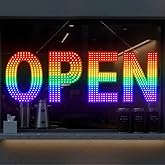 Thirdpolite LED Open Signs for Business, 30x10 Inch Rainbow Light Up Sign with 3 Modes, Inclusive & Vibrant LED Sign for Storefront, Shop Window, Cafe, Bar, Salon - Celebration Pride Colors