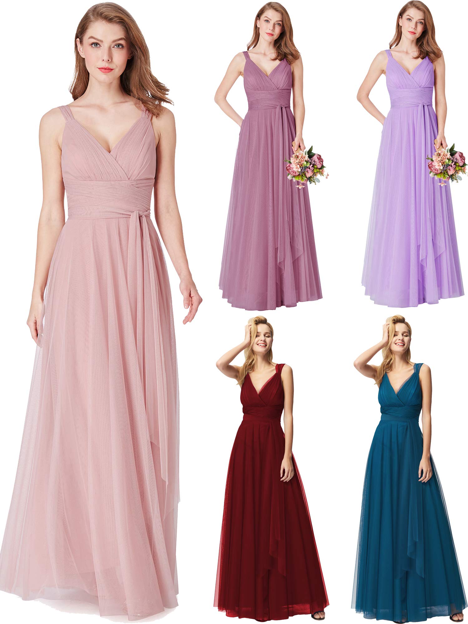 EverPretty Women Feminine Vneck Sleeveless Bridesmaid Dresses 4US Blush