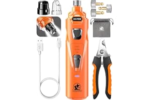 LOPSIC Dog Nail Grinder with 2 LED Lights Powerful 2 Speeds Super Quiet Dog Nail Trimmers with 3 Grinding Wheels Rechargeable Pet Dog Nail Clippers for Large Medium Puppy Dogs Dog Nail File Cat Nail Clipper