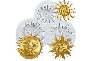 TAOXIBEI Sun and Moon Face Silicone Molds Sun Face Polymer Clay Mold for DIY Crafts Air Dry Plaster Polymer Clay Epoxy Resin Casting Jewelry Making