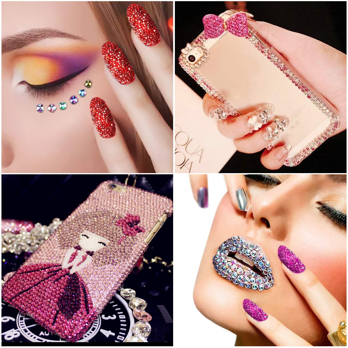 Nail Art Rhinestones Set, Saviland Glitter Micro Diamond Gems+ Wax Pencil+ Nail Glue, Nail Art Decoration Manicure Sets