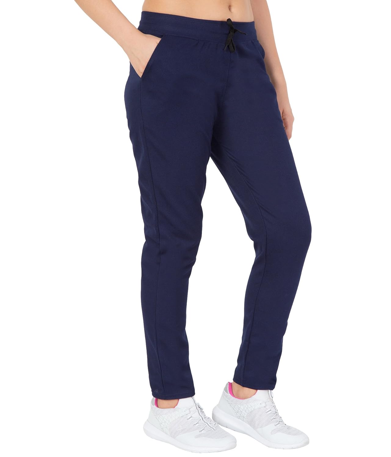 american-elm women's navy blue printed trackpant