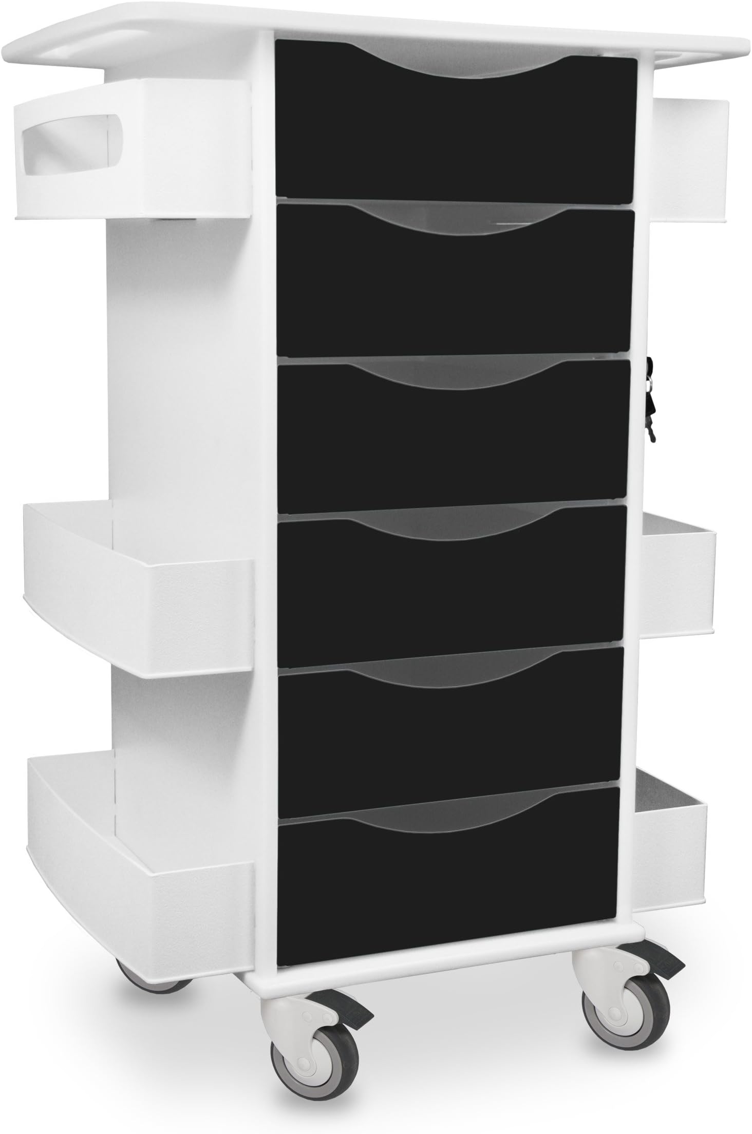 TrippNT 51371 High Density Polyethylene/Acrylonitrile Butadiene Styrene/PETG Core Medical Lab Cart with 6 Drawers, Black