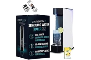 Carbon8 Sparkling Water Maker Machine - Home Soda Stream Machine, Screw-In CO2 Carbonator, Countertop Water Mineralizer, Seltzer Soda Maker Machine Dispenser - CO2 Cylinder Not Included - White