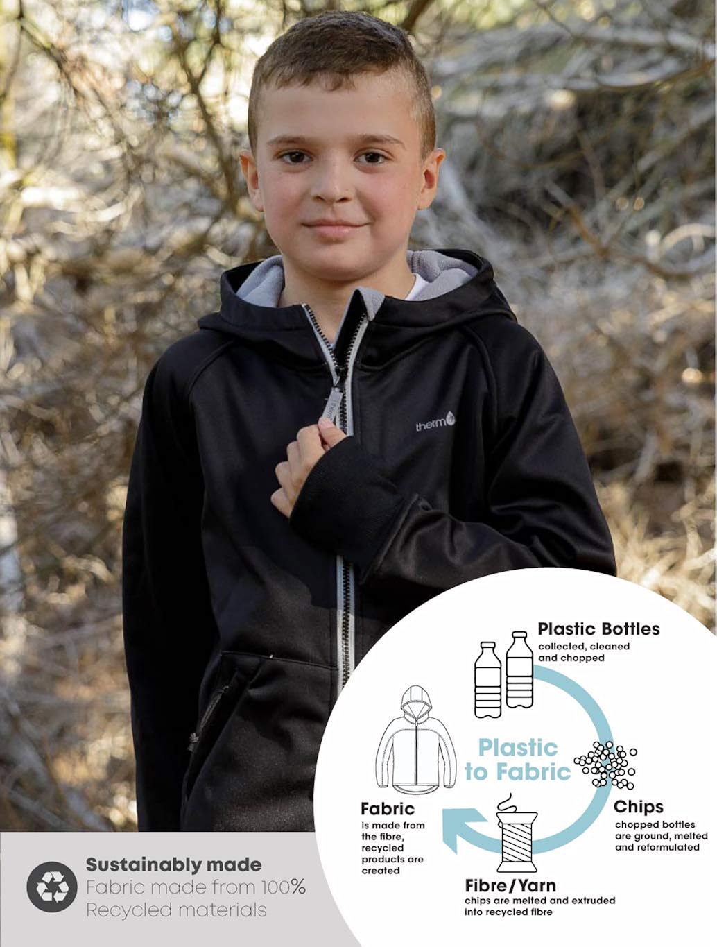 Therm Boys Rain Jacket, Ultra-Soft Kids Raincoat - Waterproof, Fleece Lined Coat: Clothing