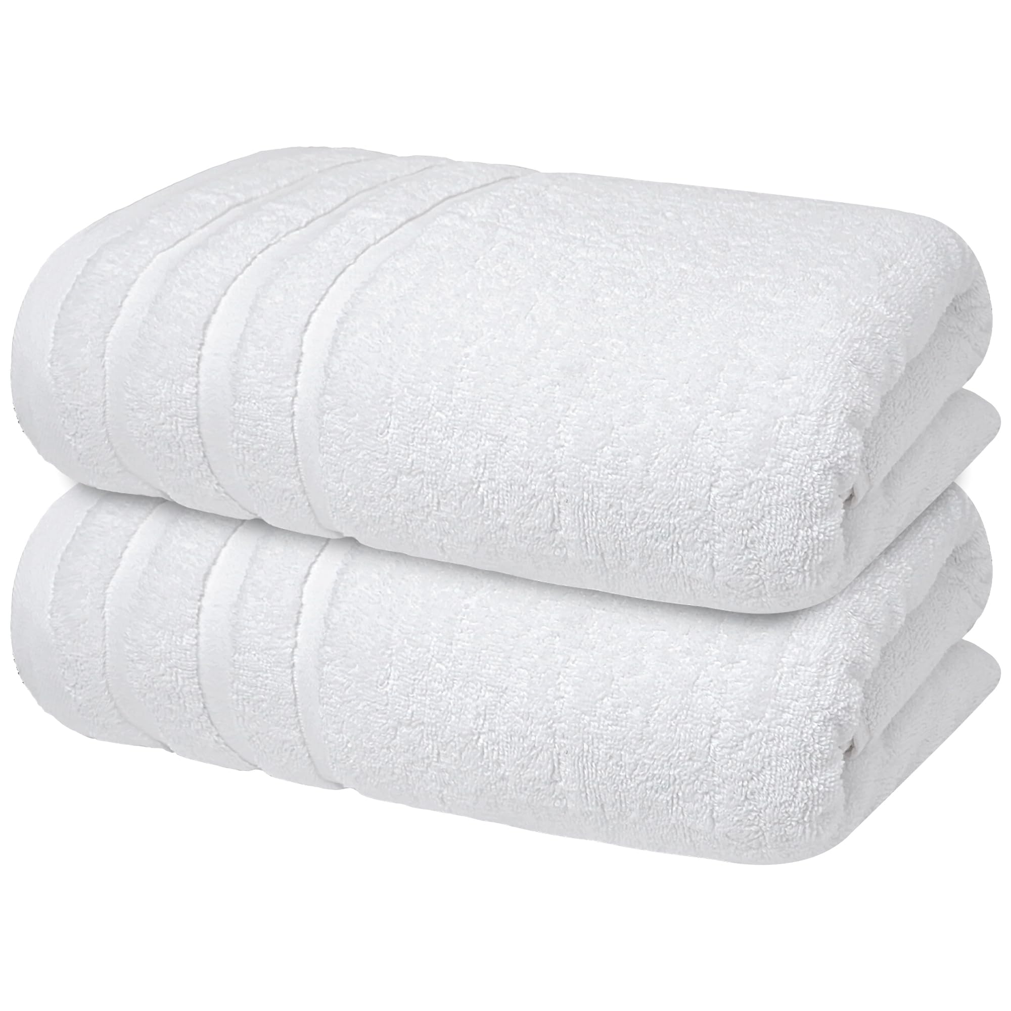 Infinitee Xclusives Bath Towels Set of 2 (70x140 cm) – 100% Soft Ring-Spun Cotton, Ultra Soft & Highly Absorbent Towels for Spa, Gym, Hotel & Everyday Bathroom Use | Brilliant White