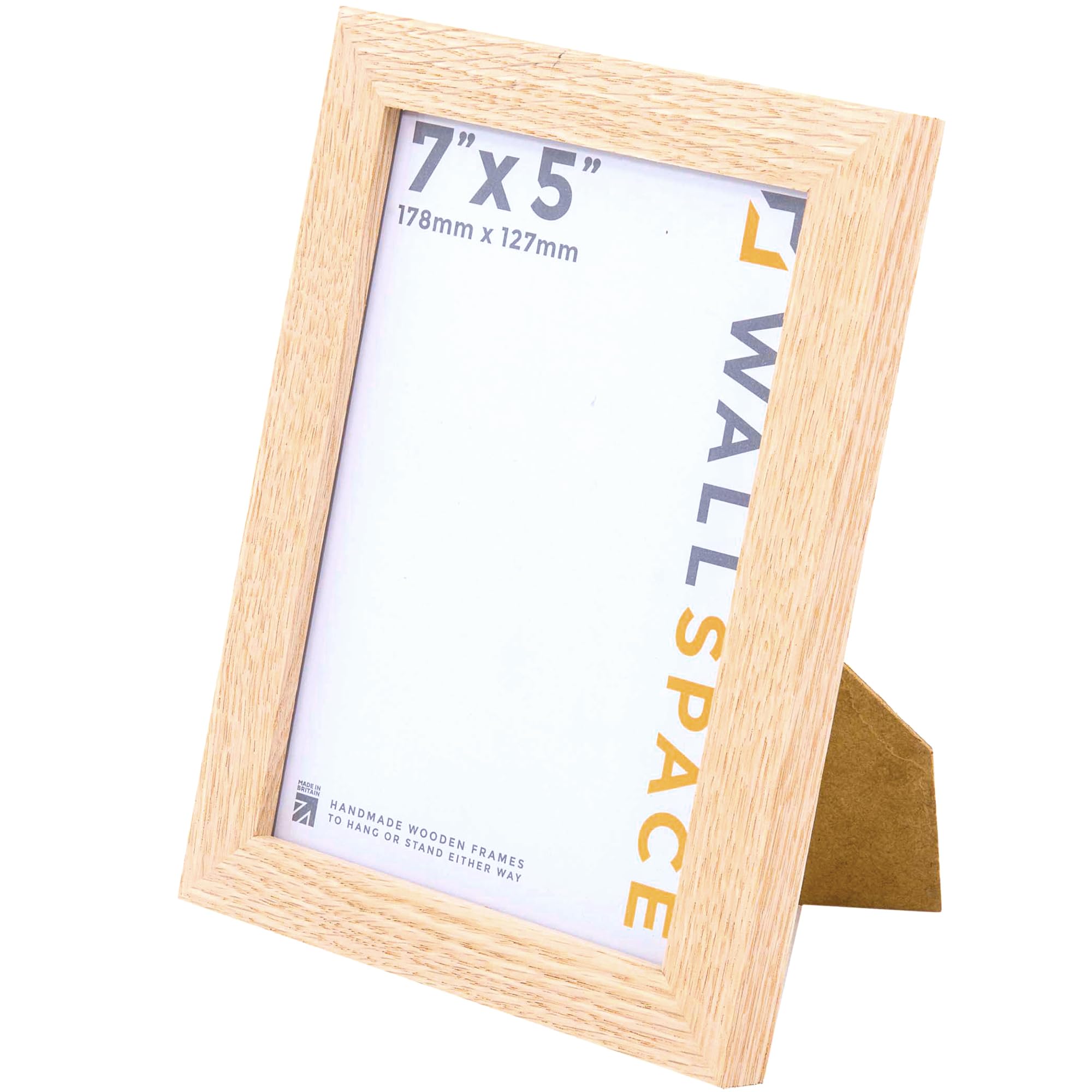 Wall Space 7x5 Oak Picture Frame | Oak 5x7 Photo Frame | 7 x 5 inch | 178x127mm | 17.8x12.7cm | Real Wood with Glass | Handmade Wooden Made in UK — image 1