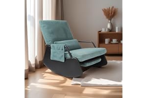 ELARISIA Rocking Chair for Nursery, Low Height Modern Upholstered Plush Seating Glider Recliner Chair with High Backrest and Side Pocket, Accent Armchair with Cushions for Living Room/Reading (Cyan Blue)