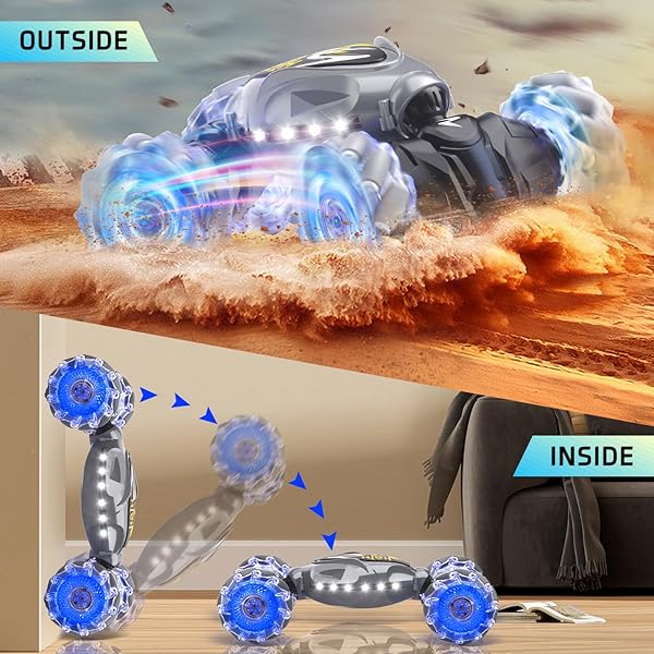 TERUCLE RC CARS, 2.4GHZ 4WD NEW GRAVITY GESTURE SENSING REMOTE CONTROL CAR TOYS, STUNT TWIST TRUCK TOYS FOR 6-12 YR BOYS & GIRLS, RC DRIFT CAR WITH LIGHT MUSIC BEST GIFT FOR KIDS AGE 7 8 9 10 11 YR