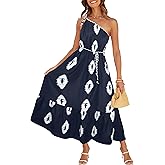 CCTOO Women's Floral Print Maxi Dress 2026 Sleeveless Summer Knot One Shoulder Flowy Boho Sundress with Pockets