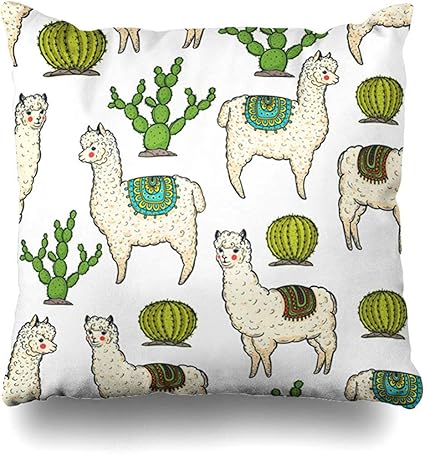 Kissenbezug Weiss Doodle Alpaka Nahtlose Kakteen Muster Hand Vorlage Gezeichnet Trendy Animals Wildlife Textures Wohnkultur Kissenbezug Dekorative Kissenbezug Dekokissenbezug 45x45 Cm Kissenbezug Platz Amazon De Kuche Haushalt