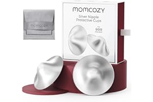 Momcozy 999 Silver Nursing Cups, Hole-Free Design, 999 Silver Nipple Shields, Breastfeeding Essentials, Silver Nipple Shields for Breastfeeding Newborns, Metal Nipple Shields, Regular Size