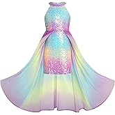 GRACE KARIN Girls Halter Neck Sequin Dress 6-14Y Kids Fancy Formal Party Christmas Sparkly Pageant Birthday Dresses