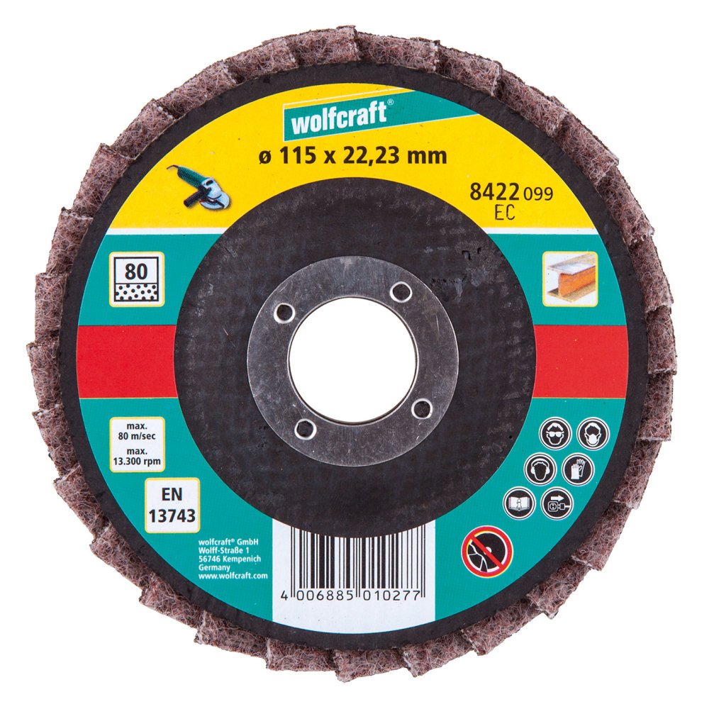 wolfcraft Fibre Lamellar Flap Disc, rough, Ø 115 mm I 8422099