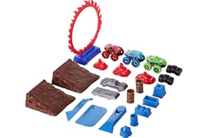 DAZMERS Monster Truck Sand Play Set Sensory Kit, Sensory Bins with Lid, 2 Lbs of Sand, Jumps, Crushed Cars & Trucks, Indoor Sensory Bin for 3-4, 5 Year Old, Toddlers Sand Table