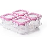 OXO Tot Glass Baby Blocks Food Storage Containers, Pink, 4 oz