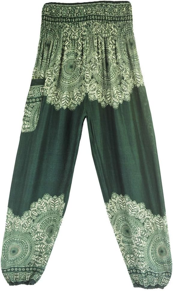 iYBUIA Women Casual Peacock Print Summer Loose Yoga Trousers Baggy Boho Aladdin Jumpsuit Harem Pants