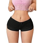BEAUDRM Women's Y2k Micro Shorts Sexy Bow Decor Low Waist Side Slit Booty Shorts Cute Lounge Sleepwear