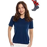 Merino.tech Merino Wool T Shirt Women - 100% Merino Wool Base Layer Women Short Sleeve Moisture-Wicking Tee and Hiking Socks