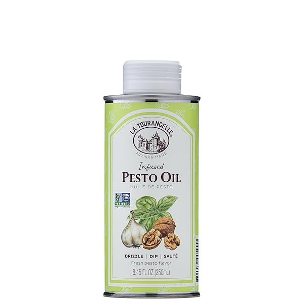 LA TOURANGELLE, PESTO INFUSED OIL, DRIZZLE ONTO PASTA AND SALADS, WHISK IN SEASONINGS FOR EASY DIPPING SAUCE, VINAIGRETTE, OR MARINADE, 8.45 FL OZ