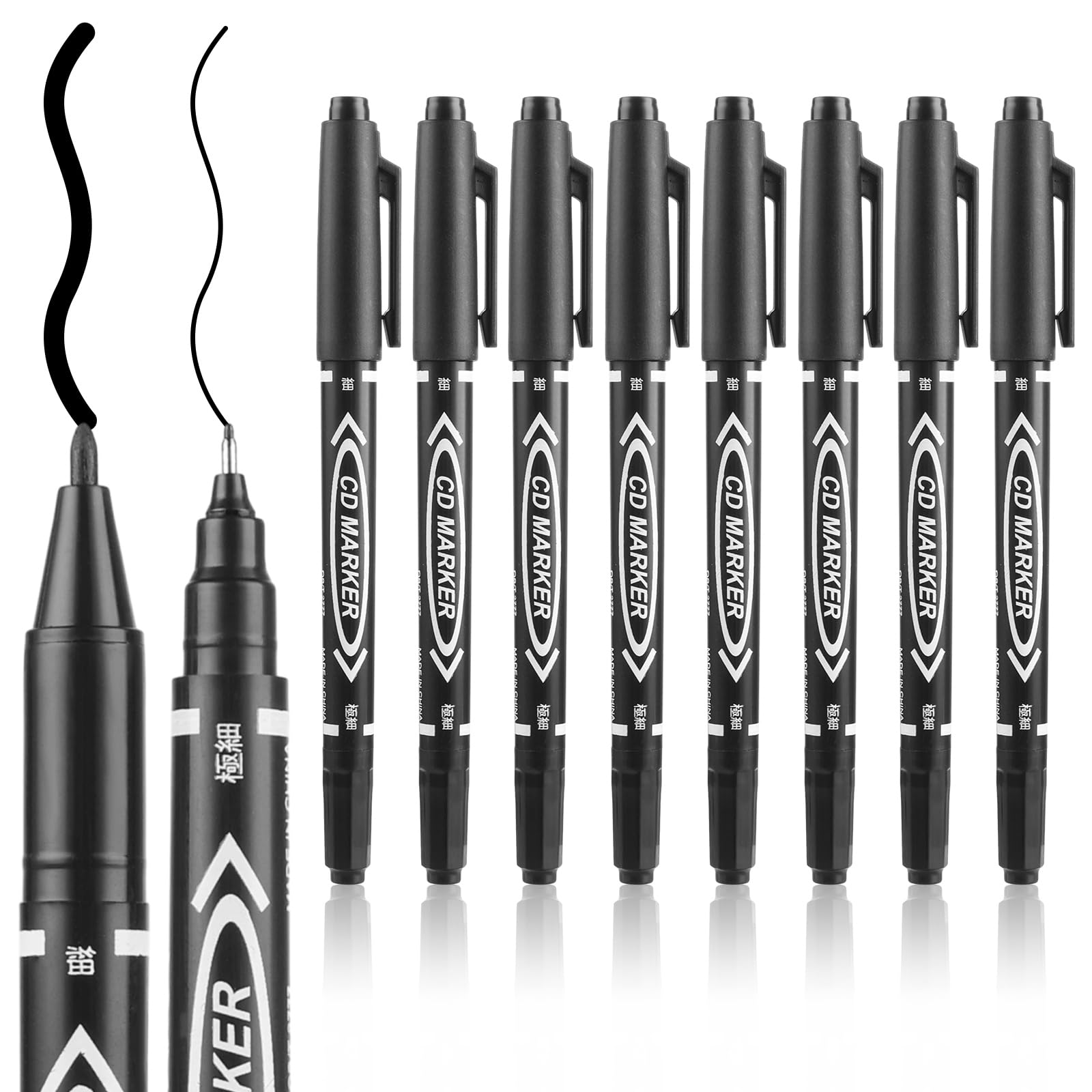 Photo 1 of Gjinxi Black Drawing Pens, 10 Pack Dual Tip Brush Pens for Adults, Permanent Markers for Art Drawing Sketching Writing Marking
