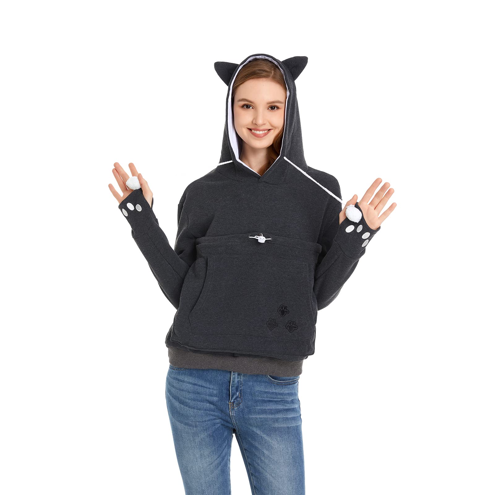 Kei Tomlison Unisex Big Pouch Hoodie Long Sleeve Fleece Pet Dog Holder Carrier Pullover Sweatshirt