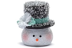 Napco Adorable Mini Snowman Head Figurine with Snow-Dusted Top Hat 2.75 Inch Tall Cute Christmas & Winter Resin Tabletop Decor