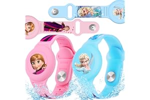 ZHOC Airtag Bracelet for Kids [2 Pack], Waterproof Air tag Holder for Kids with Soft Silicone Full Coverage Design, Anti-Lost Hidden Airtag Wristband Accessories for Child, Blue + Pink
