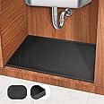 Under Sink Mat, 34" x 22" Under Sink Mats for Kitchen Waterproof, Under Sink Shelf Liner, Flexible Silicone Cabinet Protector Tray for Bottom of Kitchen & Bathroom Black