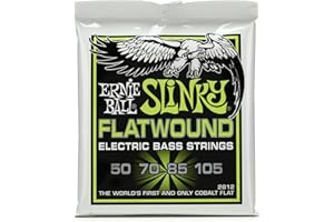 Ernie Ball Regular Slinky Flatwound Bass Guitar Strings, 50-105 Gauge (P02812)