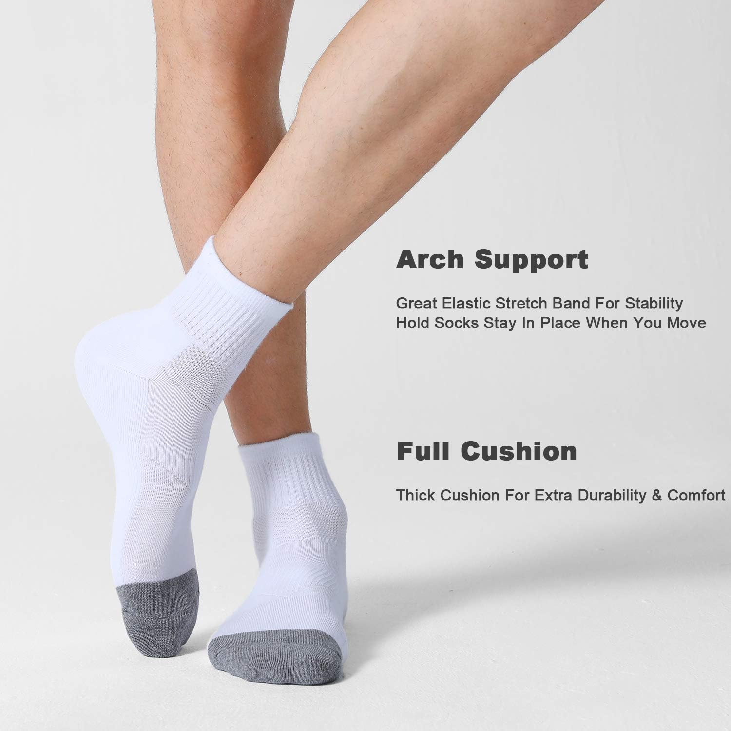 CelerSport 6 Pack Men's Ankle Socks with Cushion Athletic Running Socks: Clothing