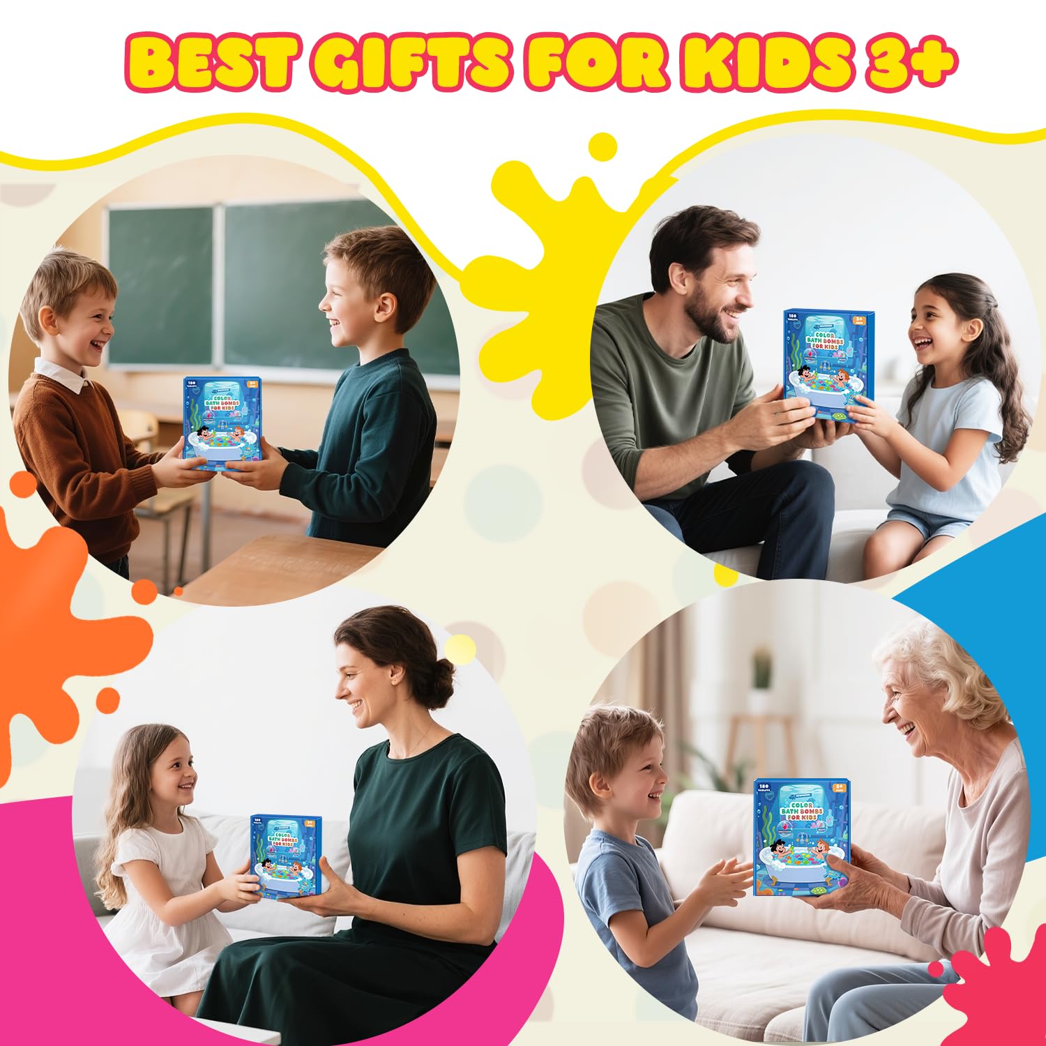 Bath Bombs for Kids Christmas Gifts for Teens 180 Mini Color Tablets in 9 Bright Colors for Creative Bathtub Art Bath Toys Fun Colorful Bath Scientific Experiment for Boys Girls Stocking Stuffers