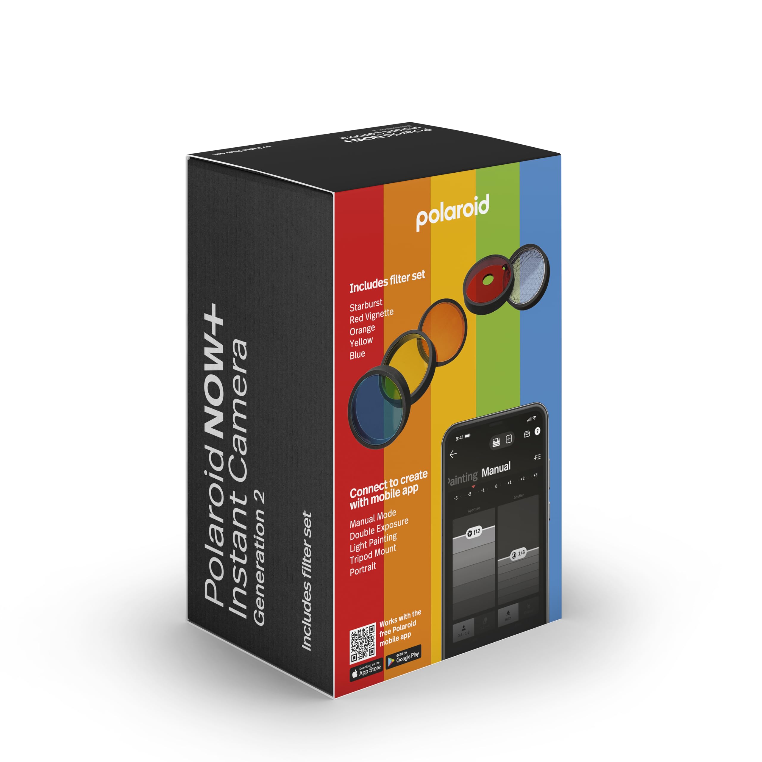 Polaroid Now+ 2nd Generation I-Type Instant Film Bluetooth Connected App Controlled Camera - Black (9076)